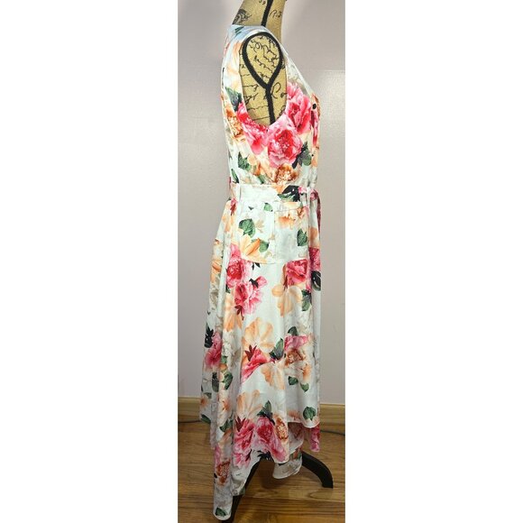 Calvin Klein Dress Sz 12 White & Pink Floral Asymmetric Hem Easter Fairy Cottage - Picture 7 of 10